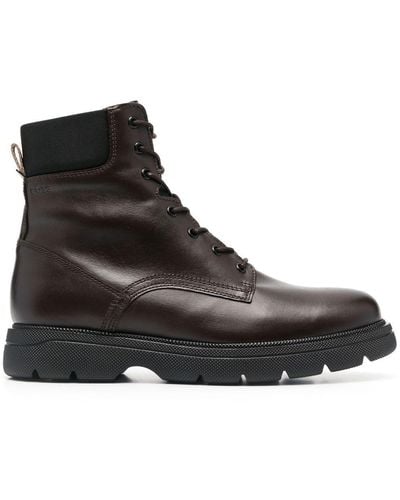 BOSS Lace-up Calf Leather Boots - Black