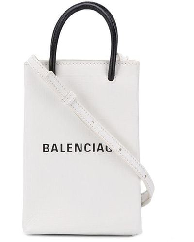 Balenciaga Shopping レザースマートフォンホルダー - ホワイト