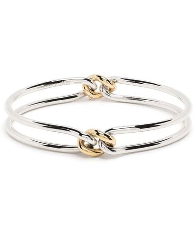 MAOR 18kt Yellow Gold And Silver Unity Curb 3mm Bangle Bracelet - White