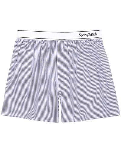 Sporty & Rich Striped Mid-Rise Shorts - Purple