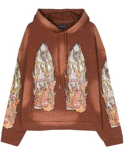 Who Decides War Flame Glass Cotton Hoodie - Brown