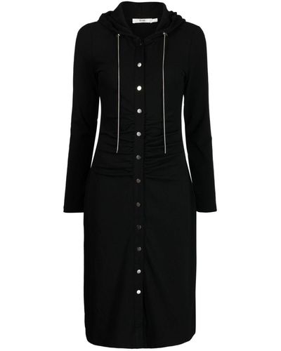 B+ AB Long-sleeve Hooded Midi Dress - Black