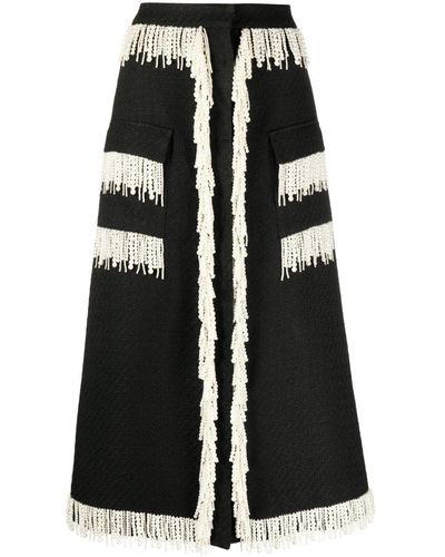 Huishan Zhang Victoria Pearl-embellished Tweed Skirt - Black