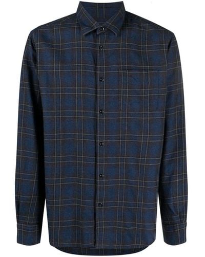 Woolrich Long-sleeve Checked Cotton Shirt - Blue