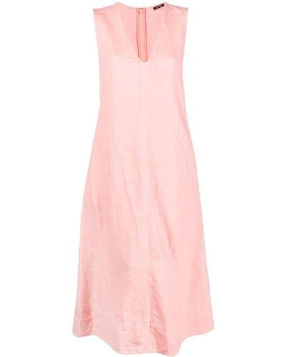 Aspesi Relaxed-fit Linen Midi Dress - Pink