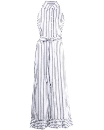 Evi Grintela Ava Striped Sleeveless Maxi Shirtdress - White