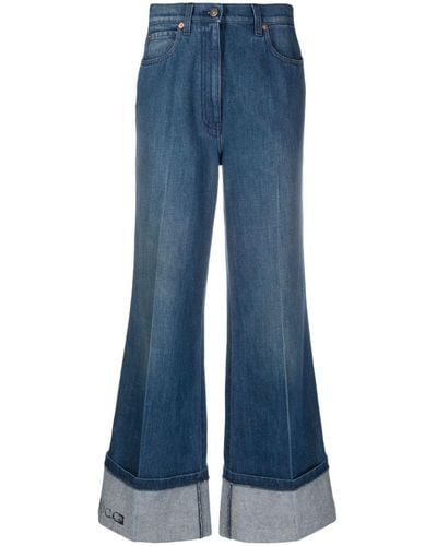 Gucci Wide-Leg-Jeans mit hohem Bund - Blau