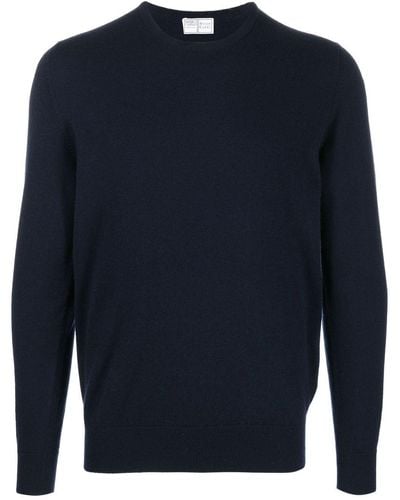Fedeli Long-sleeved Ribbed-hem Sweater - Blue