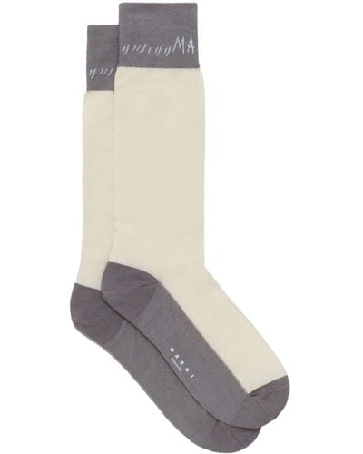 Marni Intarsia-knit Logo Socks - Grey