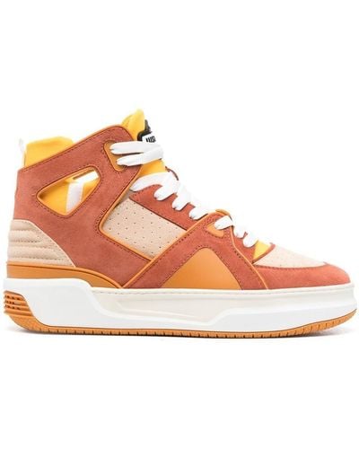 Just Don Paneled High-top Sneakers - Orange