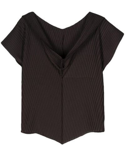 Issey Miyake Paper Like Pleats Sleeveless T-shirt - Black