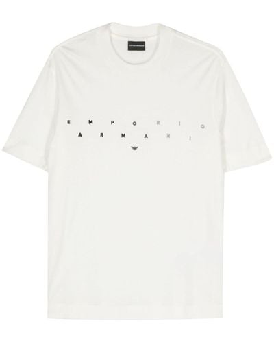 Emporio Armani T-shirt Met Geborduurd Logo - Wit