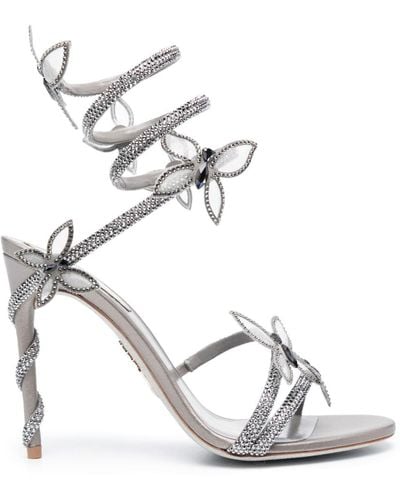Rene Caovilla Margot 105mm Crystal-embellished Sandals - Metallic