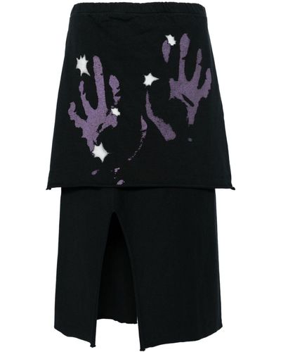 Our Legacy Layered Hand-print Cotton Skirt - Black