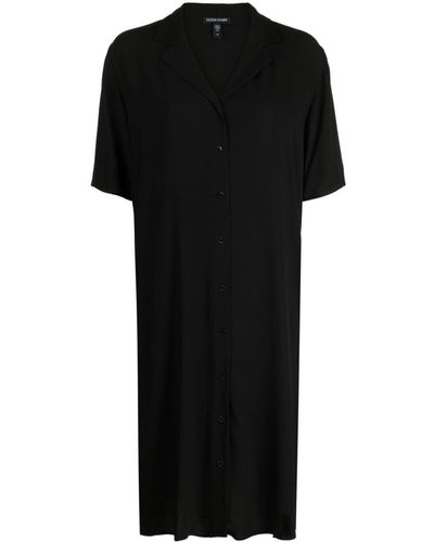 Eileen Fisher Short-sleeve Silk Shirtdress - Black