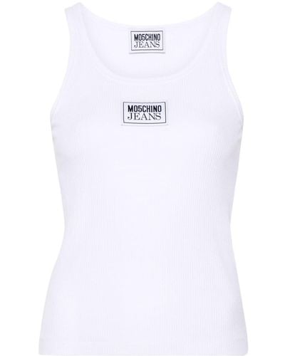 Moschino Jeans Logo-patch Ribbed Tank Top - White