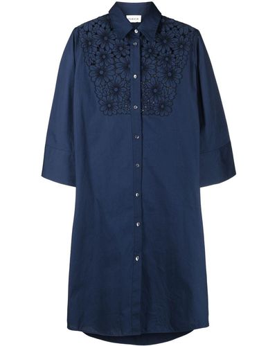 P.A.R.O.S.H. Broderie-anglaise Shirt Dress - Blue