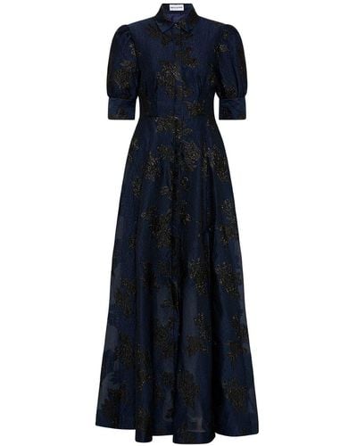 Rebecca Vallance Antoinette Floral-jacquard Gown - Blue