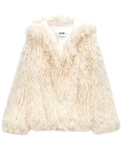 MSGM Faux-fur Single-breasted Jacket - Natural