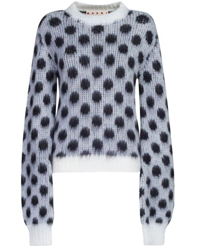 Marni Intarsien-Pullover mit Polka Dots - Weiß