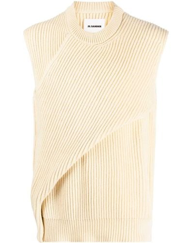 Jil Sander Crossover-panelled Ribbed-wool Vest - Natural