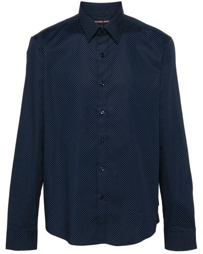 Michael Kors Ls Pin Dot Cotton Str Clothing - Blue