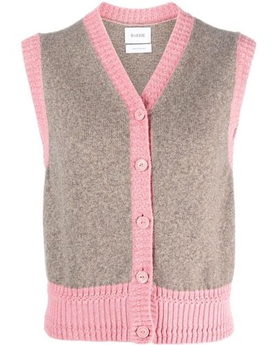 Barrie Ribbed Sleeveless Cashmere Jumper - Pink