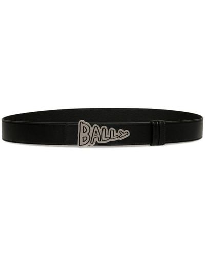Bally Logo-plaque Leather Belt - Black