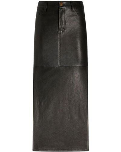 Etro Leather Midi Skirt - Black