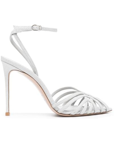 Le Silla Embrace 110mm Glitter Sandals - White