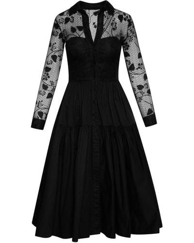 Oscar de la Renta Morning Glory Guipure-lace Midi Dress - Black