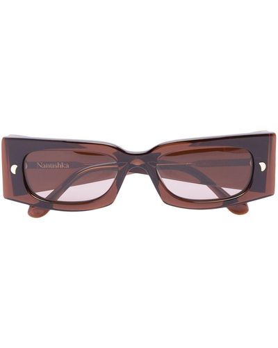 Nanushka Square-frame Wide-arm Sunglasses - Brown