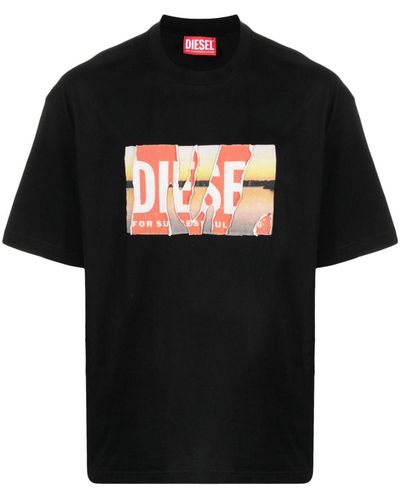 DIESEL T-wash-poff-l1 Tシャツ - ブラック