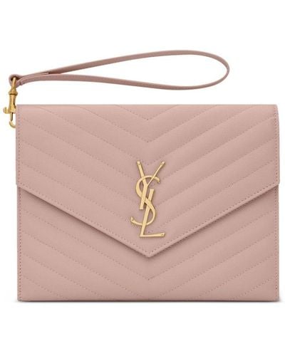 Saint Laurent Cassandre Envelope-flap Clutch Bag - Pink