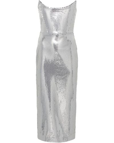 Alex Perry Strapless Maxi-jurk Met Pailletten - Grijs