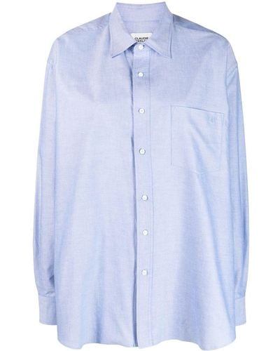Claudie Pierlot Logo-embroidered Long-sleeve Shirt - Blue