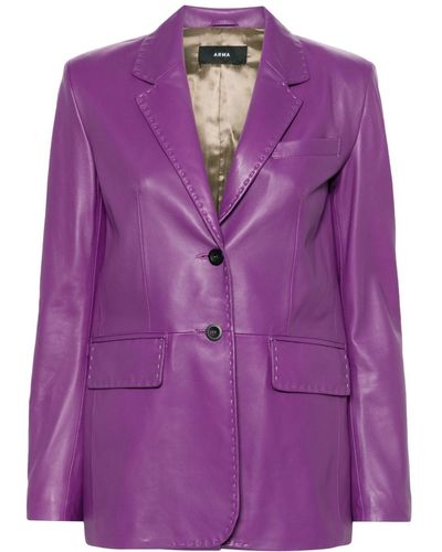 Arma Brussels Leather Blazer - Purple
