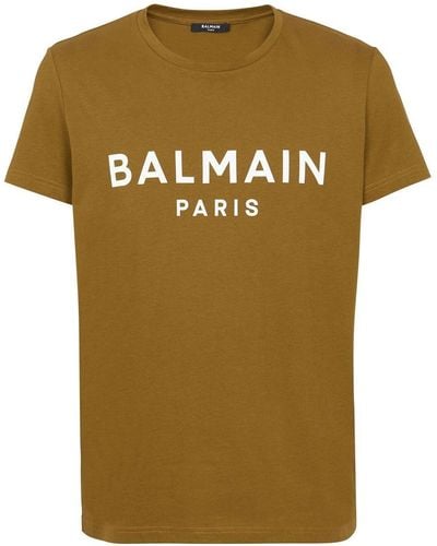 Balmain T-shirt en coton à logo imprimé - Marron