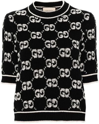 Gucci Jersey con motivo GG de lona - Negro