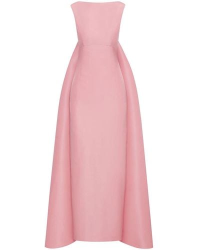 Oscar de la Renta Draped Faille Silk Gown - Pink