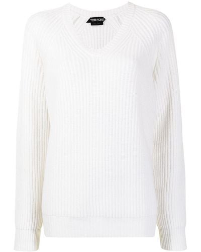 Tom Ford Ribbed Cashmere Sweater - White