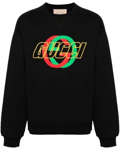 Gucci Logo-embroidered Cotton Sweatshirt - Black