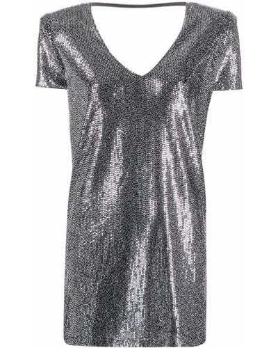Blanca Vita Sequin-embellished V-neck Dress - Metallic