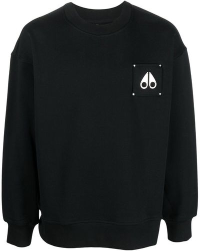 Moose Knuckles Chest Logo-patch Detail Sweatshirt - Black