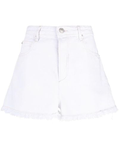 Isabel Marant Lesia Frayed Denim Shorts - White
