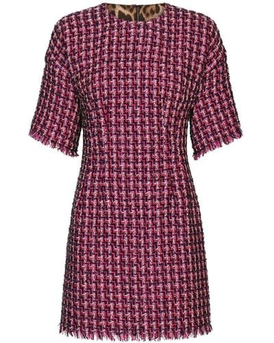 Dolce & Gabbana Tweed Short-sleeve Minidress - Red