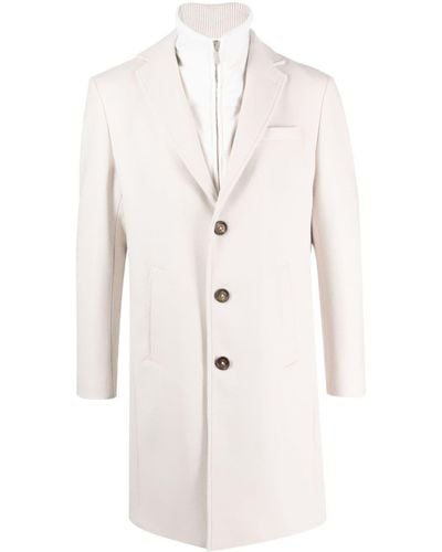 Eleventy Double-layer Wool-blend Midi Coat - White