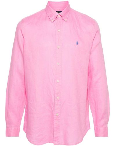 Polo Ralph Lauren Button-down Getailleerd Linnen Overhemd - Roze