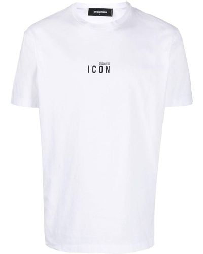 DSquared² Camiseta de corte recto con estampado Icon - Blanco