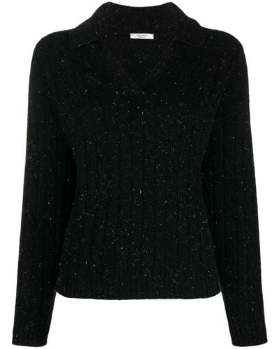 Peserico Cable-knit Virgin Wool-blend Jumper - Black